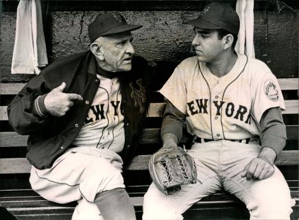 Eddie-Kranepool-getting-schooled-by-Casey-Stengel